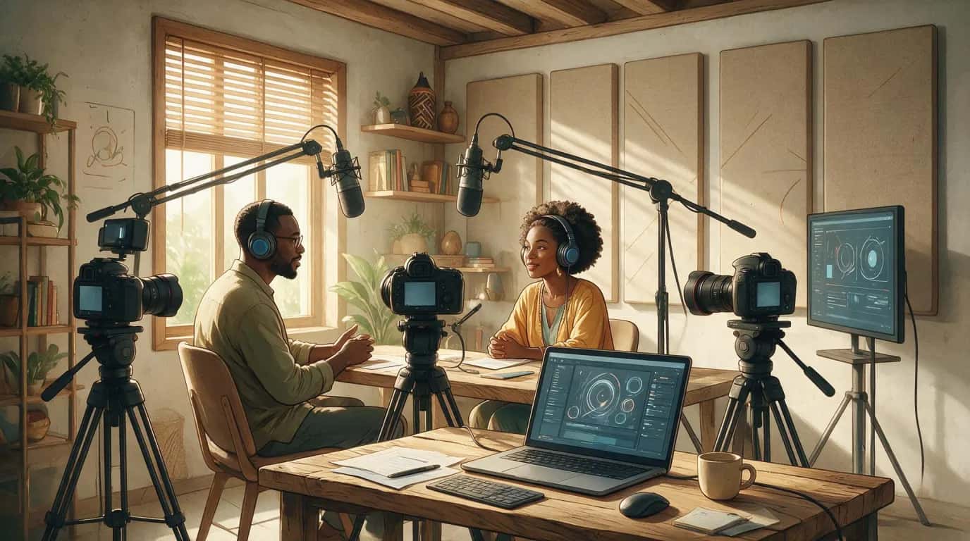 Cover Podcast vidéo — production, captation multi-cam, distribution